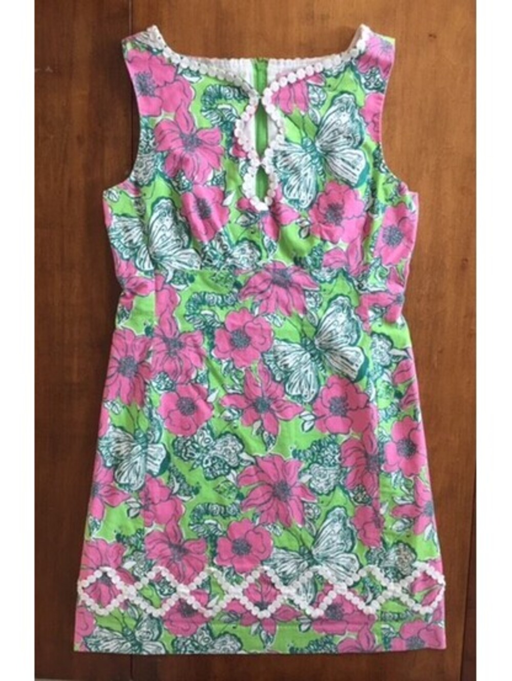 Womens LILLY PULITZER Embellished SLEEVELESS SHIFT DRESS Floral Summer Dress 8
